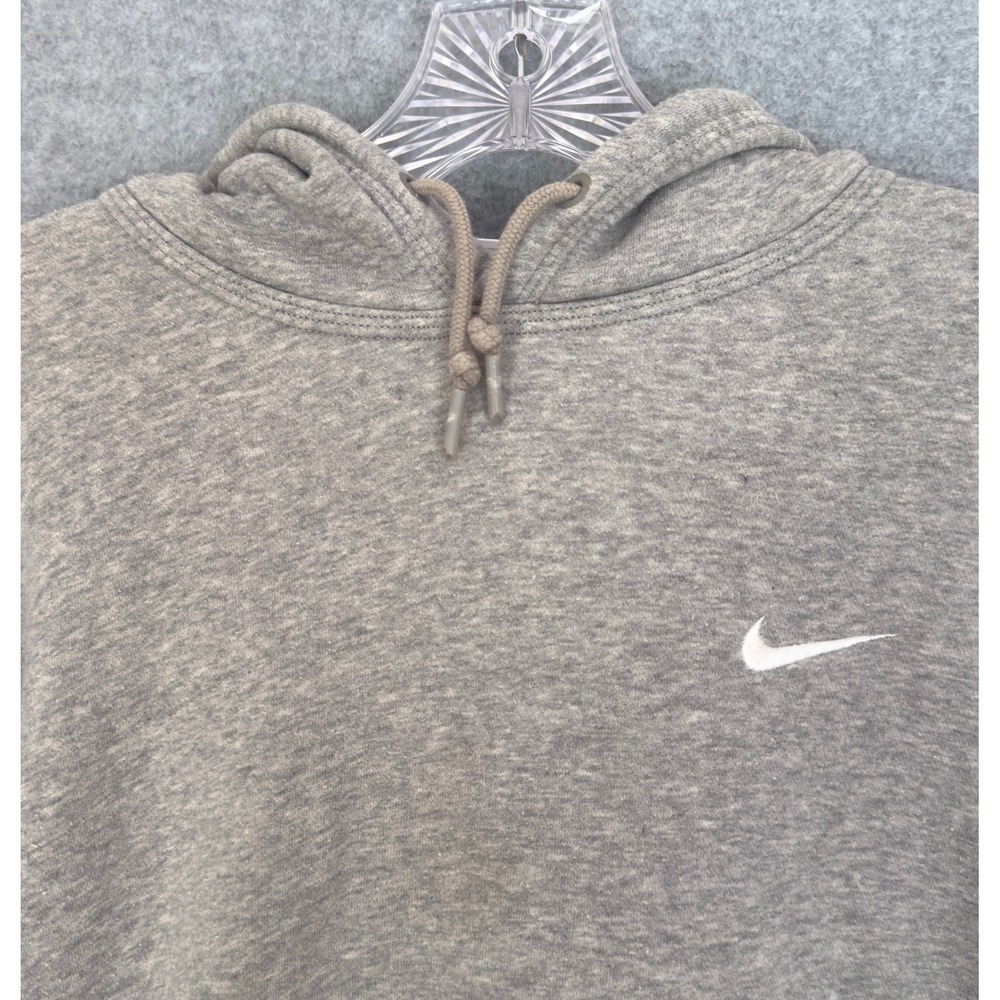 Nike Hoodie Mens Large Gray Embroidered Swoosh Fleece Gym Pullover Sweatshirt